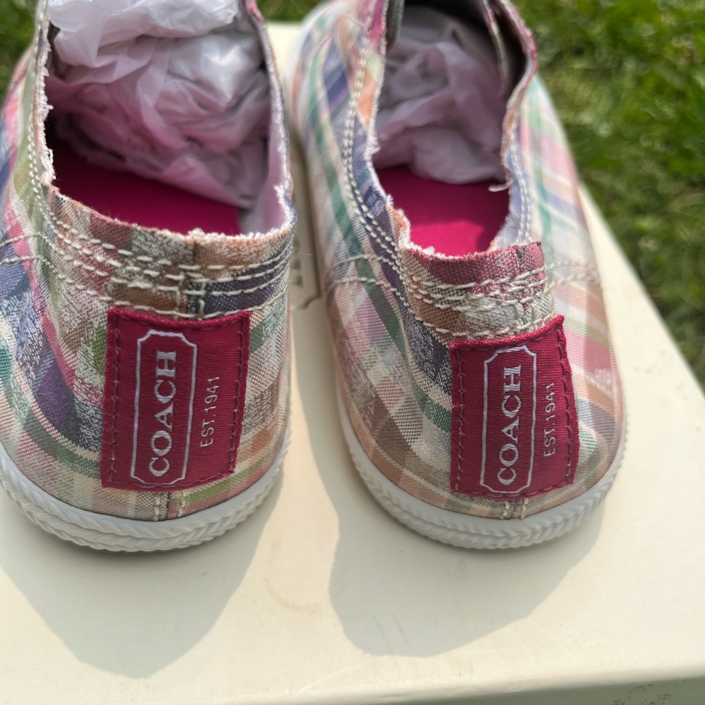 Coach Pink and Green Slip-On Sneakers with Elastic Panels - Picture 3 of 6
